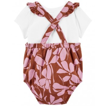 CARTER'S Set 2dielny tričko kr. rukáv, nohavičky na traky Pink Foral dievča 6m