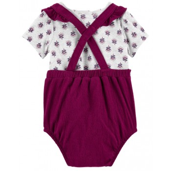 CARTER'S Set 2dielny tričko kr. rukáv, nohavičky na traky Purple Flowers dievča NB/ veľ. 56