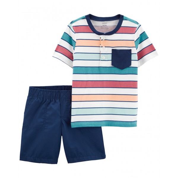 CARTER'S Set 2dielny tričko kr. rukáv, kraťasy Color Stripes chlapec 9m