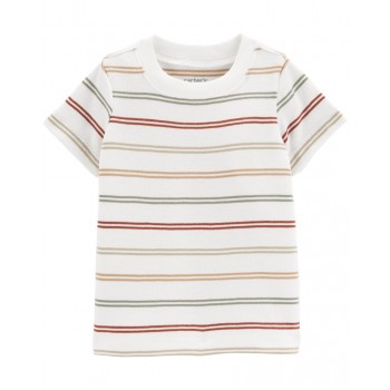 CARTER'S Set 2dielny tričko kr. rukáv, kraťasy na traky Brown&Color Stripes chlapec 12m