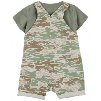CARTER'S Set 2dielny tričko kr. rukáv, kraťasy na traky Green Camo chlapec 3m