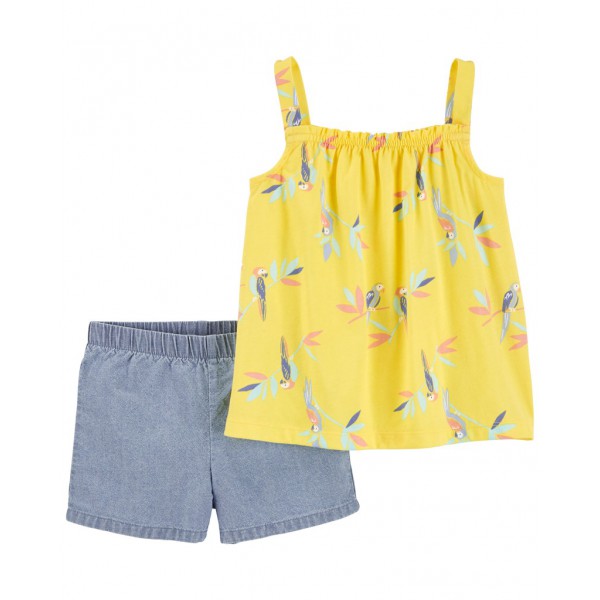 CARTER'S Set 2dielny tričko na ramienka, kraťasy Yellow Birds dievča 18m