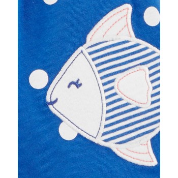 CARTER'S Set 3dielny body kr. rukáv, tričko kr. rukáv, kraťasy Blue Dot Fish dievča NB/ veľ. 56