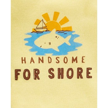 CARTER'S Set 3dielny tepláky, body kr. rukáv, body bez rukávov Brown Shark chlapec 9m