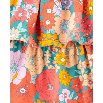 CARTER'S Set 3dielny tričko na ramienka, body na ramienka, kraťasy Orange Flowers dievča 9m