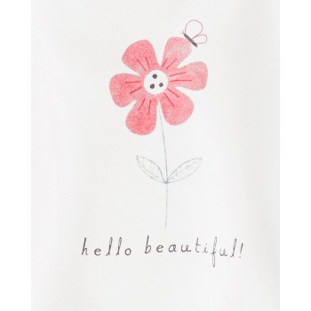 CARTER'S Set 4dielny tričko dl. rukáv, legíny, ponožky, čelenka Flower dievča LBB NB/ veľ. 56