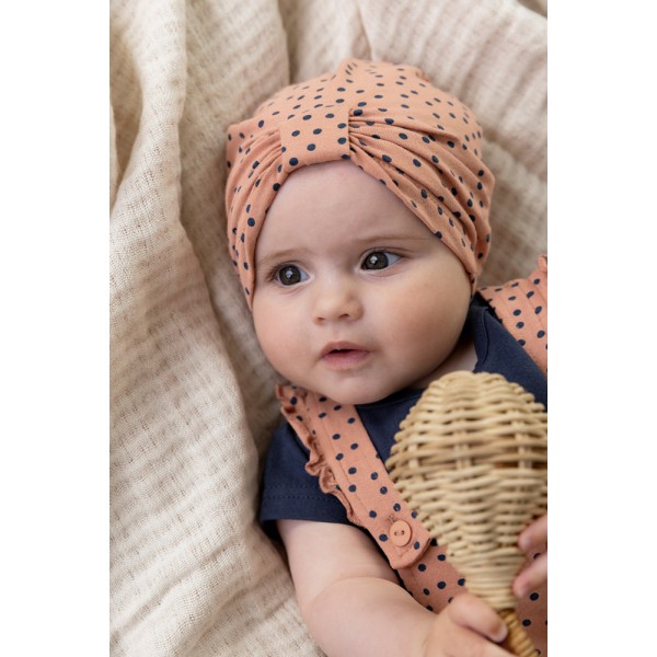 DIRKJE Set 2.d tričko kr. rukáv + nohavice na traky + čiapka turban staroružová dievča veľ.56 DIRKJE Set 2.d tričko kr. rukáv + nohavice na traky + čiapka turban staroružová dievča veľ.56
