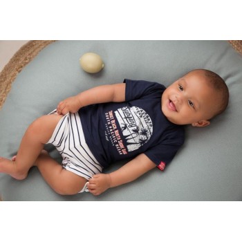 DIRKJE Set 2dielny kr. nohavice 74 Navy+White+Stripe