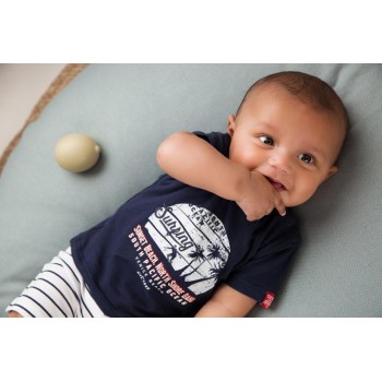 DIRKJE Set 2dielny kr. nohavice 74 Navy+White+Stripe