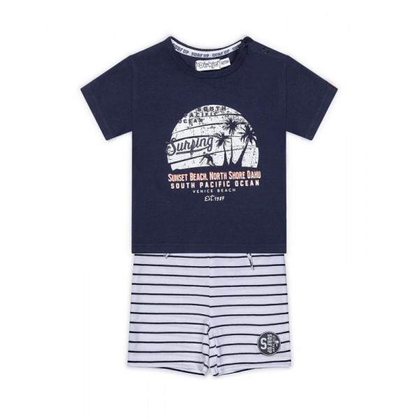 DIRKJE Set 2dielny kr. nohavice 80 Navy+White+Stripe