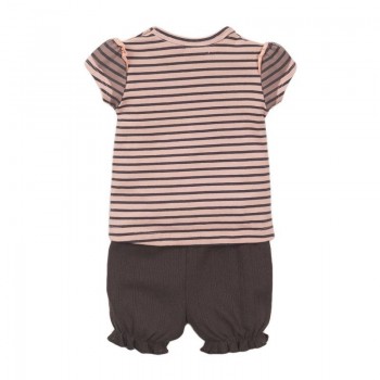 DIRKJE Set 2dielny kr. nohavice 86 Smokey Pink+Stripe+Smokey Grey
