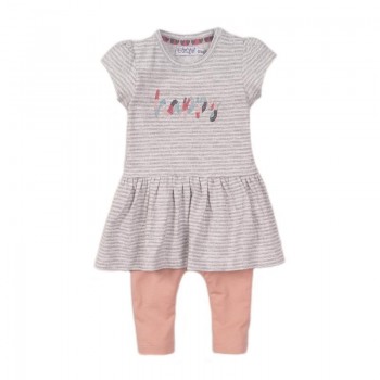 DIRKJE Set 2dielny šaty 68 Grey Melange+Dusty Pink