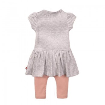 DIRKJE Set 2dielny šaty 68 Grey Melange+Dusty Pink