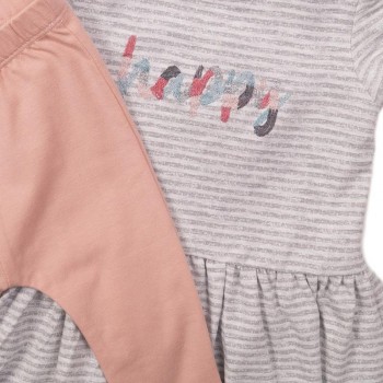 DIRKJE Set 2dielny šaty 80 Grey Melange+Dusty Pink