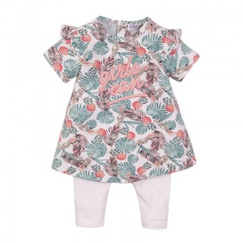 DIRKJE Set 2dielny šaty 86 White+Tropical Multicolor