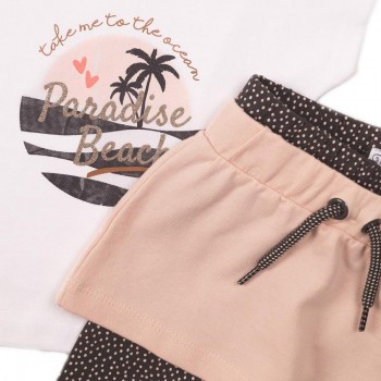 DIRKJE Set 3dielny so sukňou 86 White+Smokey Pink+Smokey Grey+aop