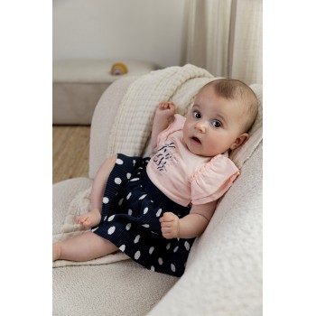 DIRKJE Šaty kr. rukáv ružová + námornícka modrá dievča veľ.110