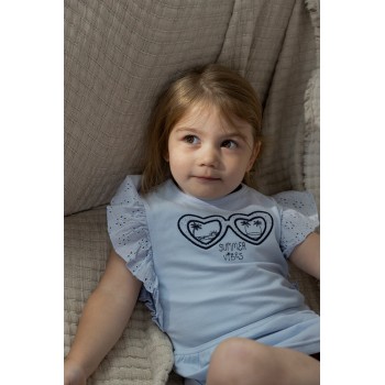 DIRKJE Šaty kr. rukáv bledomodrá dievča veľ.104