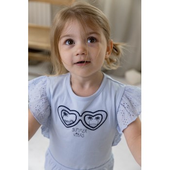 DIRKJE Šaty kr. rukáv bledomodrá dievča veľ.98