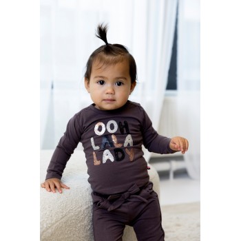 DIRKJE Tričko dl.rukáv šedohnedá dievča veľ.74