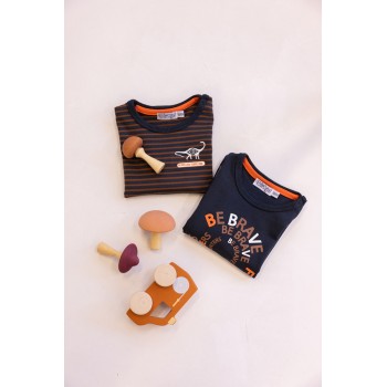 DIRKJE Tričko dl.rukáv tm. modrá s pásikmi chlapec veľ.56