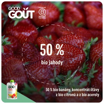 GOOD GOUT BIO Ovocné pyré bez lepku Jahoda a banán 120g - ovocný príkrm