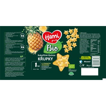 HAMI BIO Chrumky kukuričné-quinoa s výborným ananásom 20 g, 12+