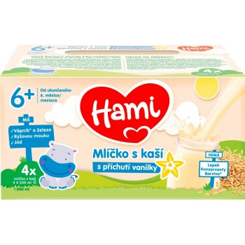 HAMI mliečko s kašou s príchuťou vanilky 4x250 ml