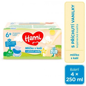 HAMI mliečko s kašou s príchuťou vanilky 4x250 ml