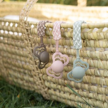 BIBS Paci Braid klip na cumlík Blush / Ivory