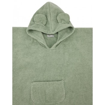 EKO Pončo bavlnené s kapucňou a uškami Olive green 75x120 cm