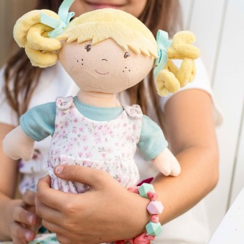 Bonikka látková bábika s náramkom Mandy ružové šaty