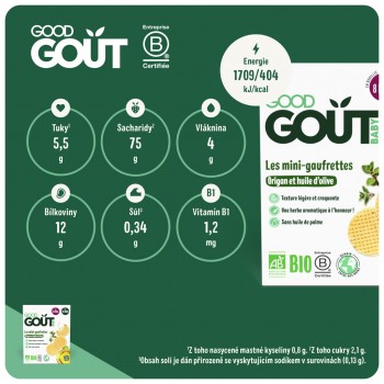 GOOD GOUT BIO Wafle s oreganom a olivovým olejom (24 g), 8m+