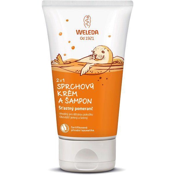 WELEDA 2 v 1 Sprchový krém a šampón, Šťastný pomaranč (150 ml)