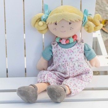 Bonikka látková bábika s náramkom Lucy kvietkovaný overal