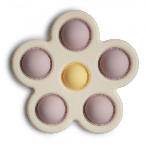 Mushie silikónová hračka pop-it Flower Soft Lilac / Pale Daffodil / Ivory