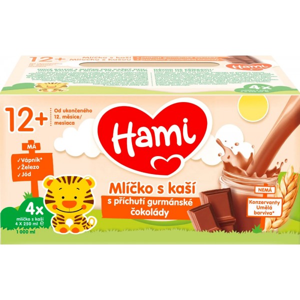 HAMI Mliečko s kašou s príchuťou gurmánskej čokolády 4x250 ml