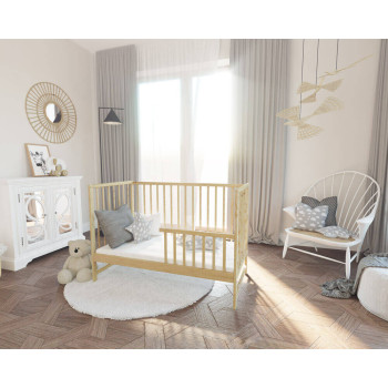 Drevená postieľka/pohovka+ zábrana MAGDA borovica