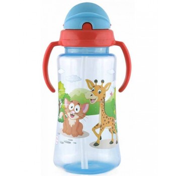 Baby Care Safari športová fľaša so slamkou 330 ml - blue