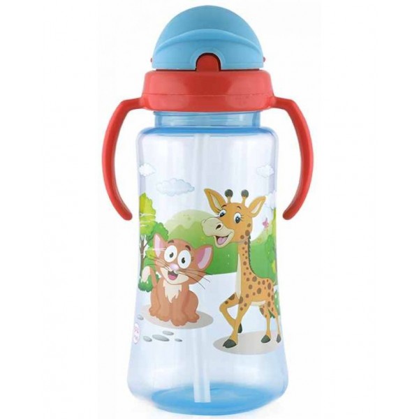 Baby Care Safari športová fľaša so slamkou 330 ml - blue