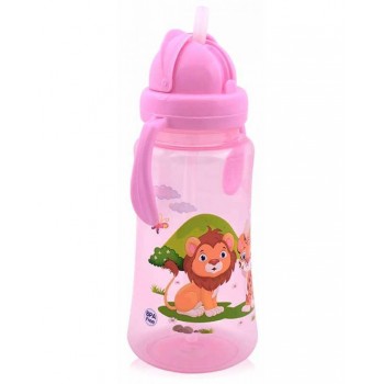 Baby Care Safari športová fľaša so slamkou 330 ml - pink