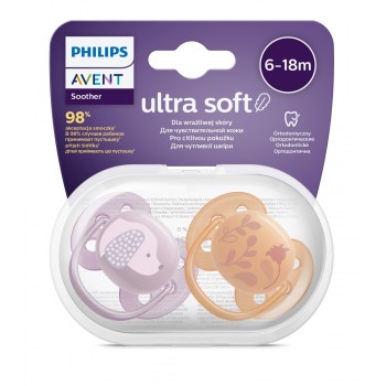 Philips AVENT Cumlík Ultrasoft Premium zvieratko 6-18m dievča 2 ks