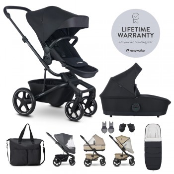 EASYWALKER Set XXL kočík kombinovaný Harvey⁵ Midnight Black s príslušenstvom