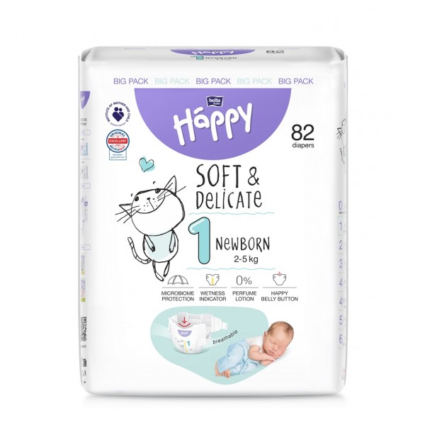 BELLA HAPPY BABY Plienky jednorázové New Born 2-5 kg Big Pack 82 ks