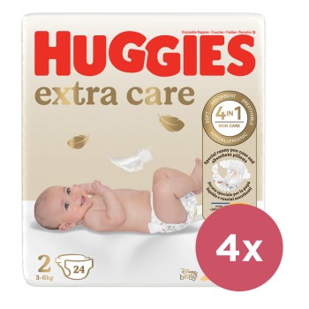 4x HUGGIES® Plienky jednorázové Extra Care 2 (3-6 kg) 24 ks