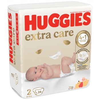 4x HUGGIES® Plienky jednorázové Extra Care 2 (3-6 kg) 24 ks