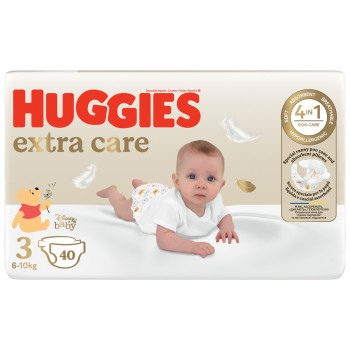 4x HUGGIES® Plienky jednorázové Extra Care 3 (6-10 kg) 40 ks