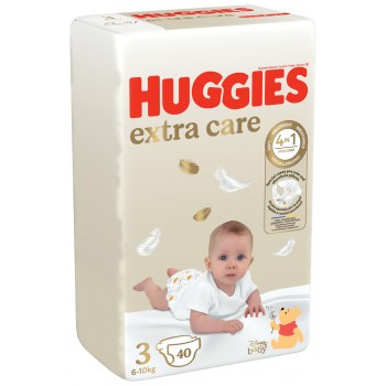 4x HUGGIES® Plienky jednorázové Extra Care 3 (6-10 kg) 40 ks