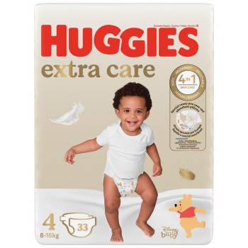 4x HUGGIES® Plienky jednorázové Extra Care 4 (8-14 kg) 33 ks