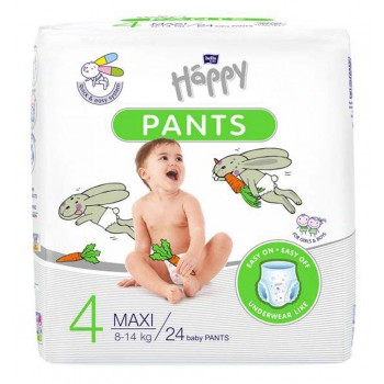 BELLA HAPPY Pants Nohavičky plienkové jednorazové 4 Maxi (8-14 kg) 144 ks - MESAČNÉ BALENIE